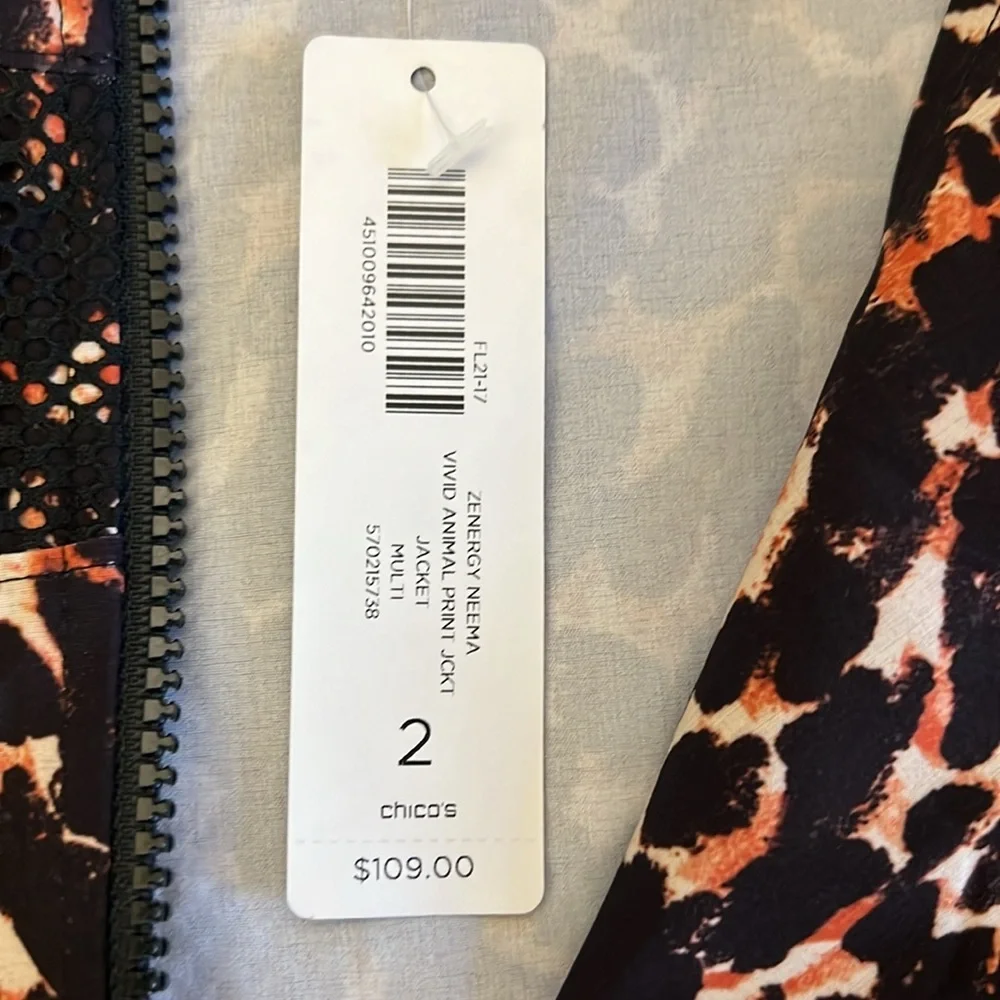 ZENERGY Neema Vivid‎ Animal Jacket Size L NWT By Chico’s